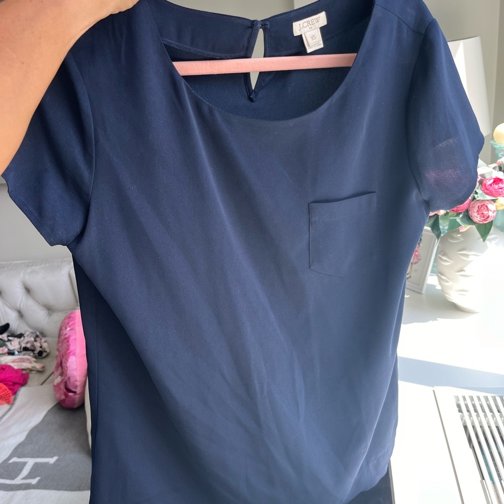 J Crew - navy silk tee